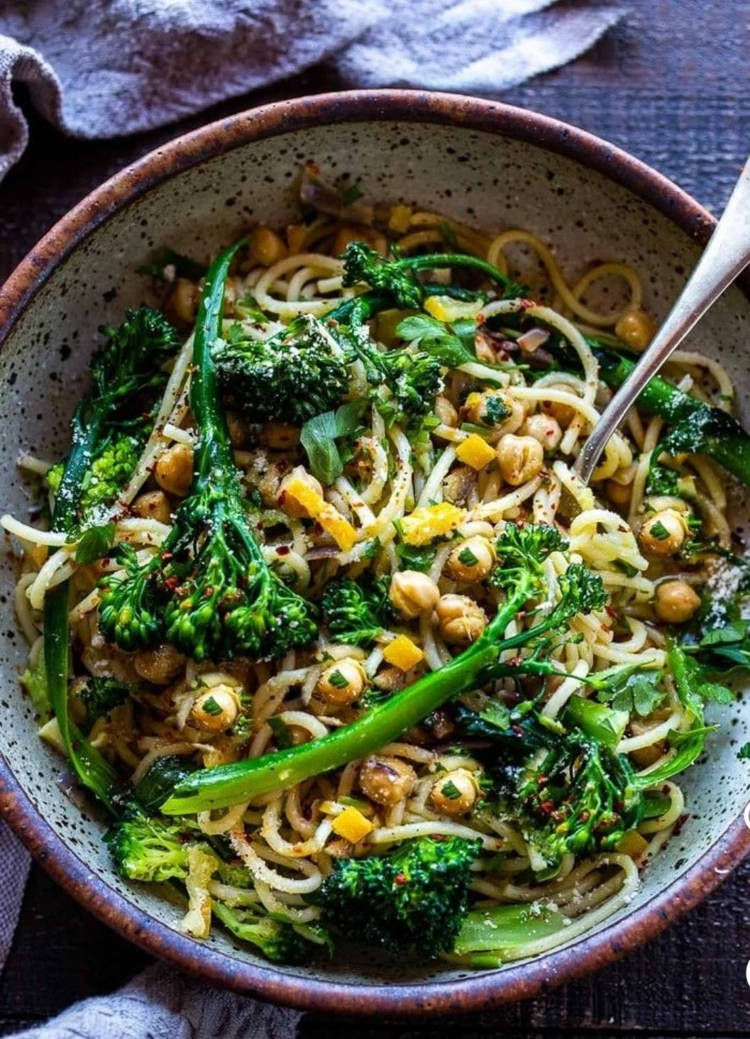 Broccolini, Preserved Lemon + Chickpea Pasta