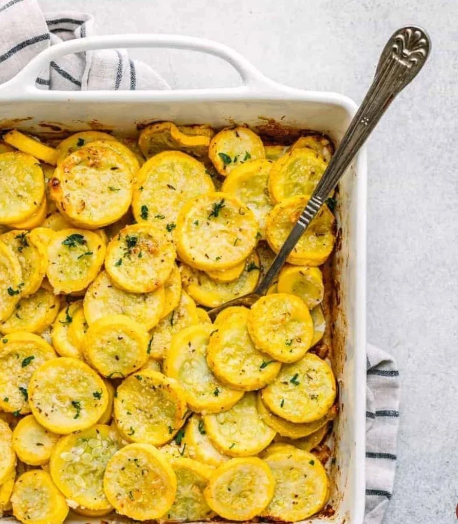 Roasted Yellow Squash with Herbs + Parmesan