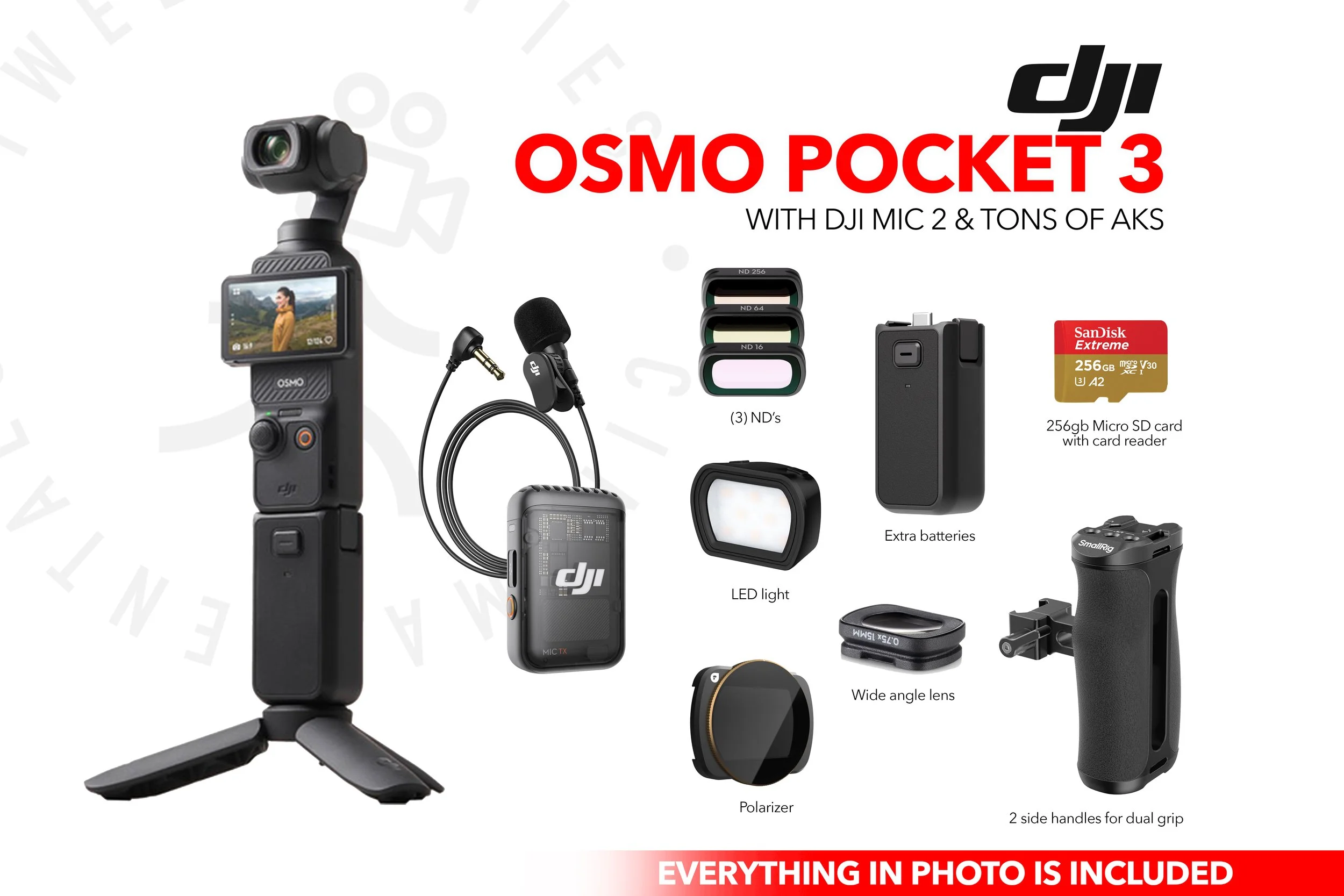 DJI Osmo Pocket 3 Gimbal & DJI Mic 2 Package with tons of AKS