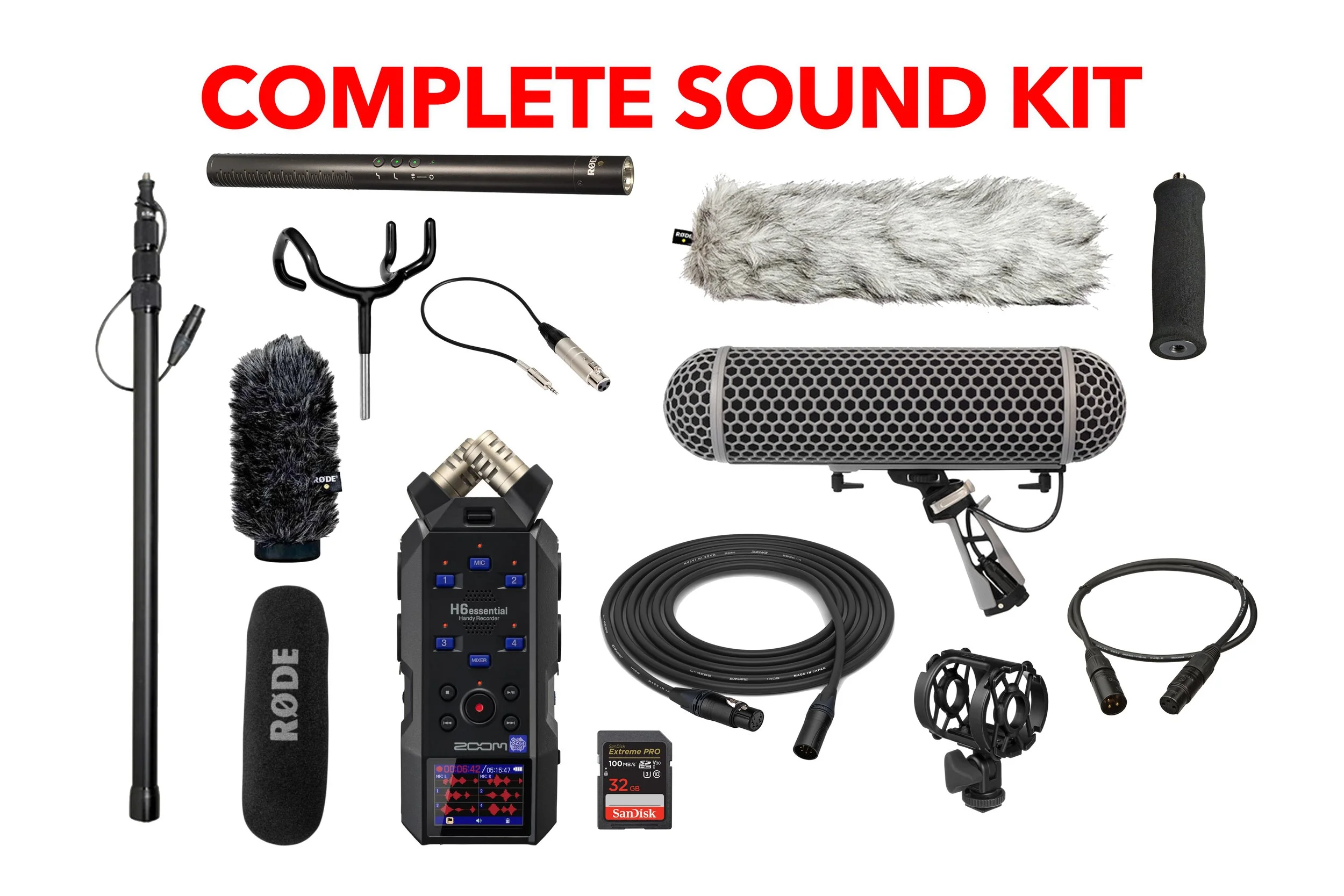 32-Bit Sound Production Kit w/ Rode NTG4+/Zoom H6/boom/blimp, etc