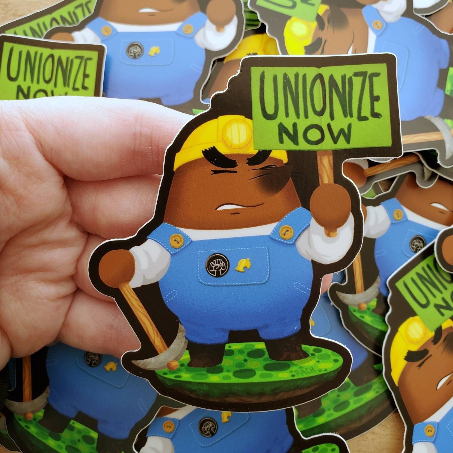 Unionize Now! vinyl sticker — Opalescent Eel Illustration & Design