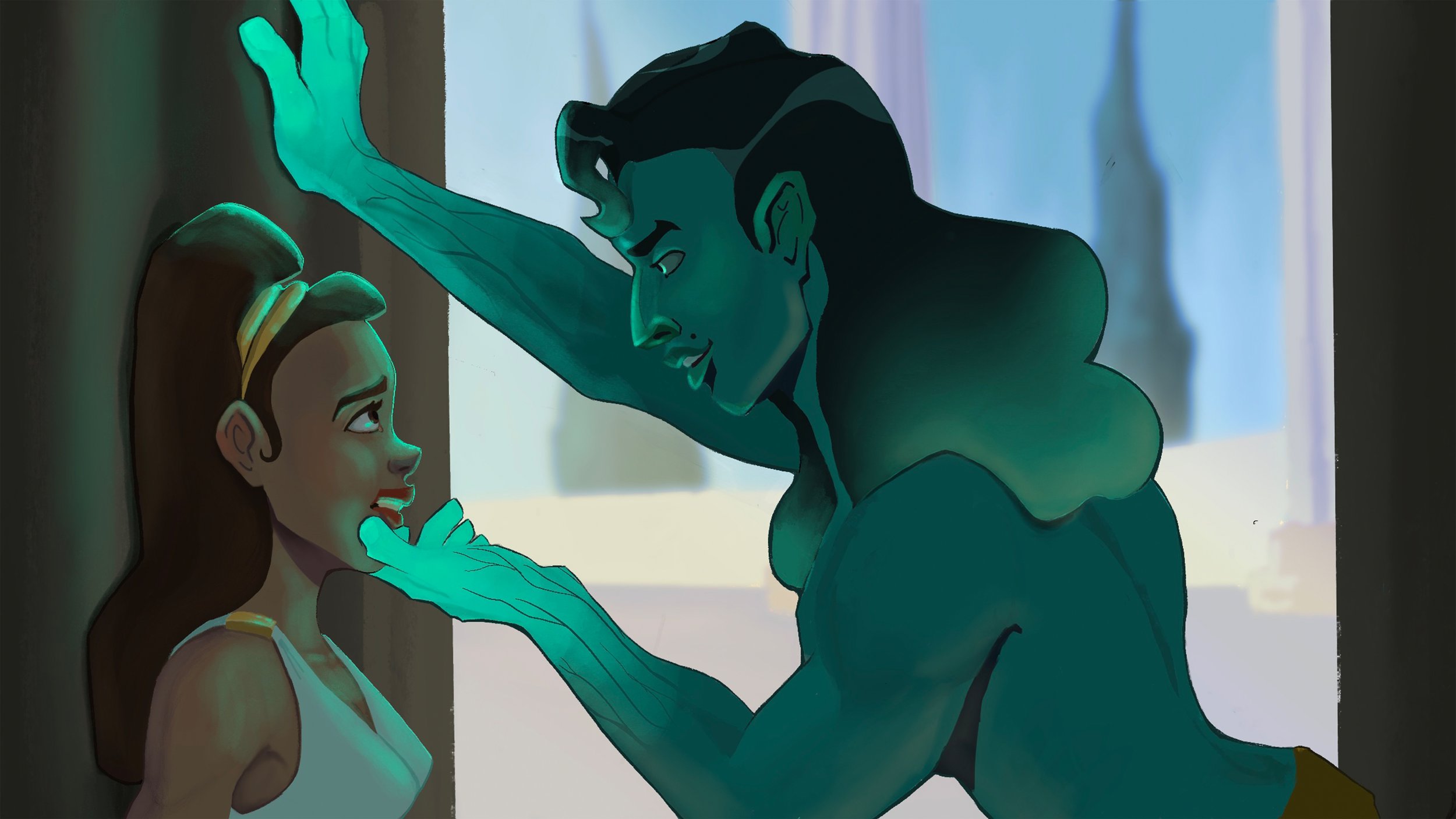 Poseidon antagonizing Medusa