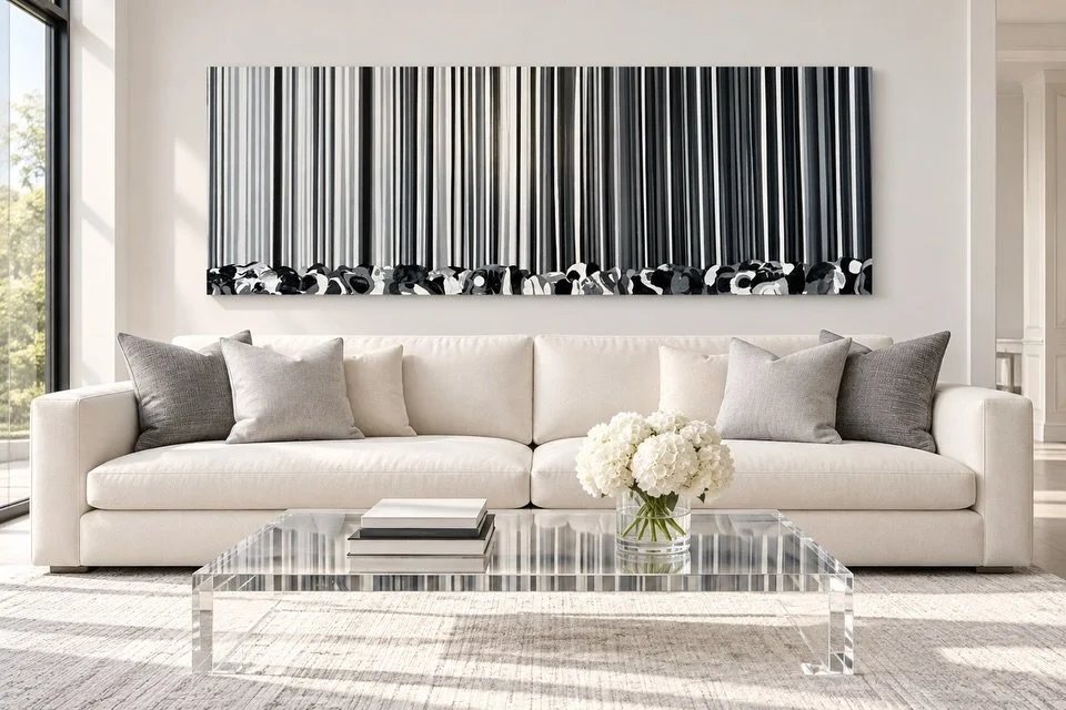 Prefer a quieter palette for your home?

I&rsquo;m known for colorful stripes, but I also create original abstract paintings in black, white, and gray. These more neutral paintings bring movement, texture, and an understated elegance to a room.

Swip