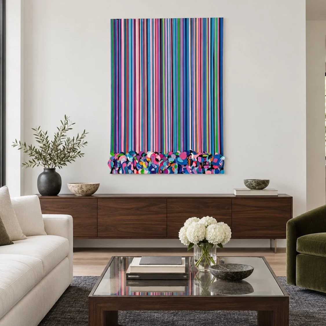 A room can be beautiful and still have a playful side. 💙 Quiet Bloom is one of my favorites&mdash;a little unexpected, full of color, and always making me smile.

I love seeing how its personality comes through in different spaces.

Quiet Bloom | 36