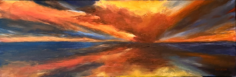 "Reflections", 30x10 Oil on canvas // Marcia Moran