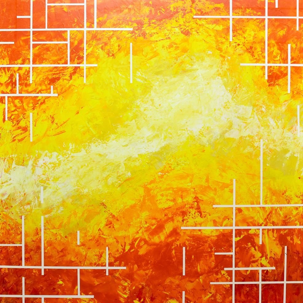 "Should I Interfere?", 36x36 Acrylic on panel //Jackie Sanders