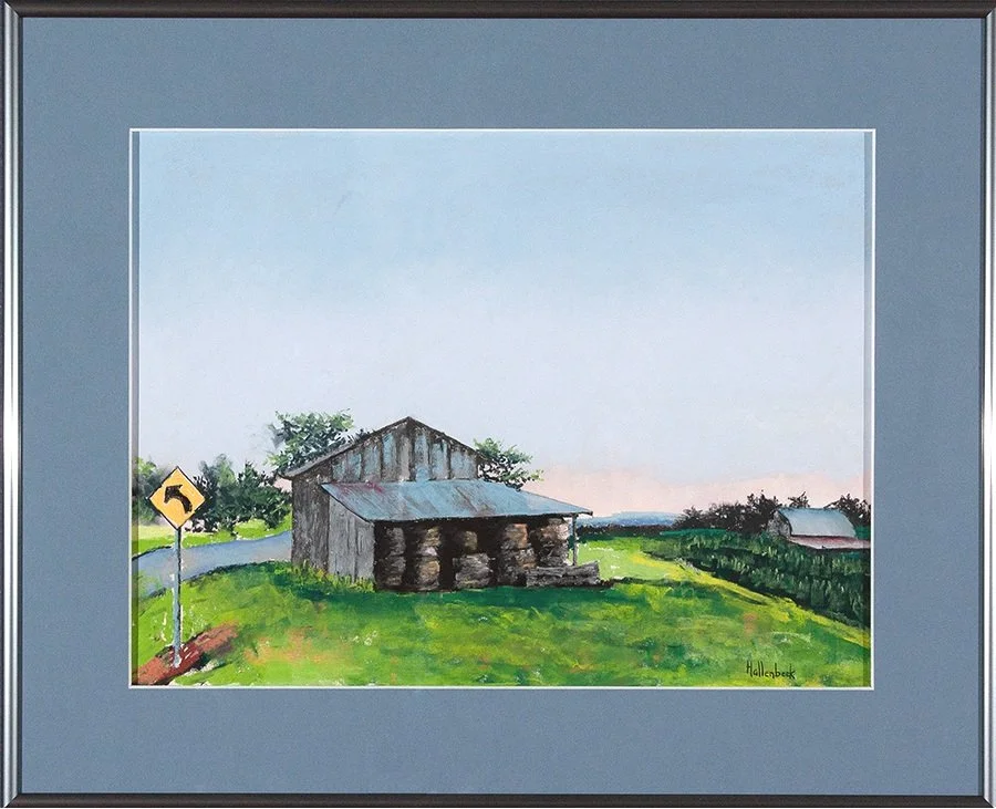 "Farm st Sunset, Dobson NC", 20.5x16.6 (framed) Watercolor on paper // Jim Hallenbeck