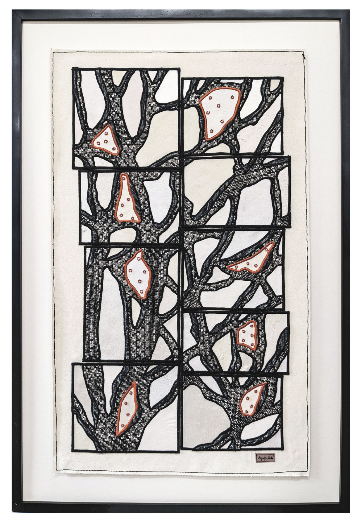 "Intemperence #2", 26"x37" framed, Silk, stitch & beads on stiffened canvas // Caitlin Cary