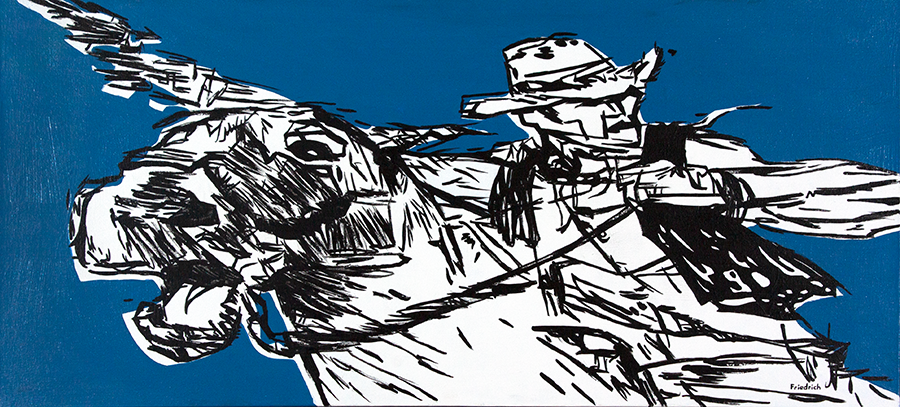 "Rawhide Rider", 44x20 Acrylic on canvas // Paul Friedrich