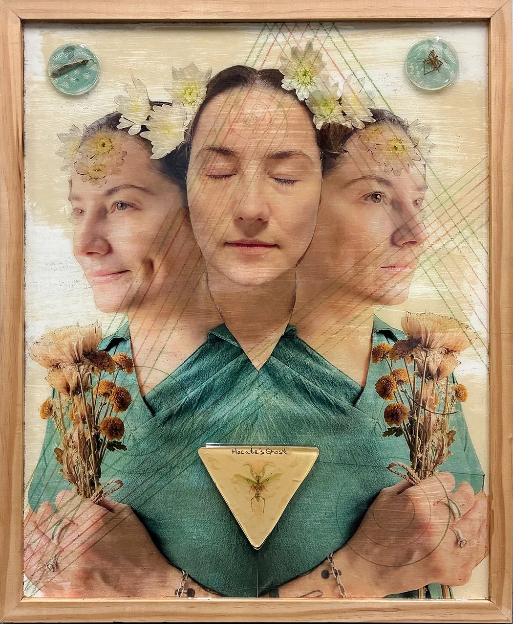 "Hecate's Ghost", 18x24 Photo transfer, ink, mixed media, resin // Erin Ives