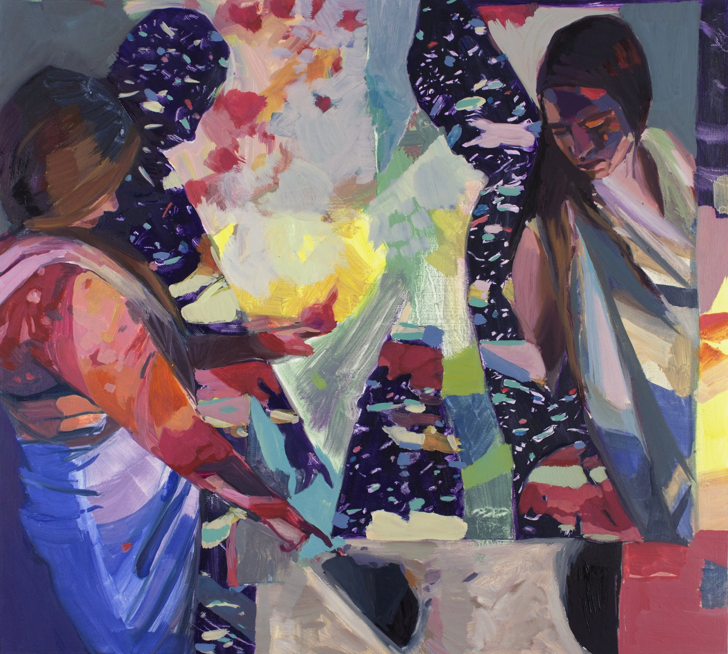 "The Universe Pulls me and I Pull Back", 30x25 Oil on canvas // Annie Blazejack + Geddes Levinson