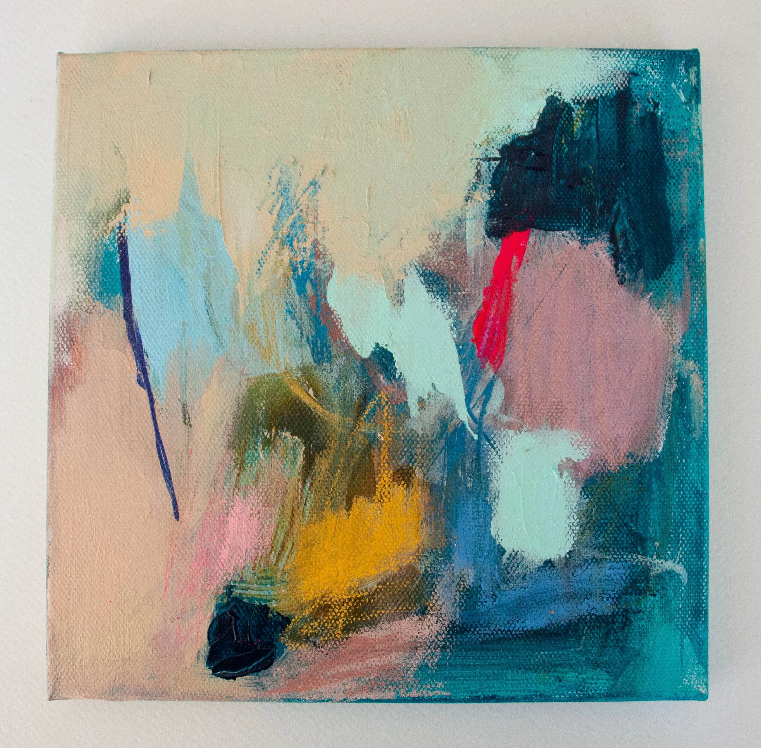 "In The Thick Of It", 8x8 Acrylic and pastel on canvas // Amy Stone