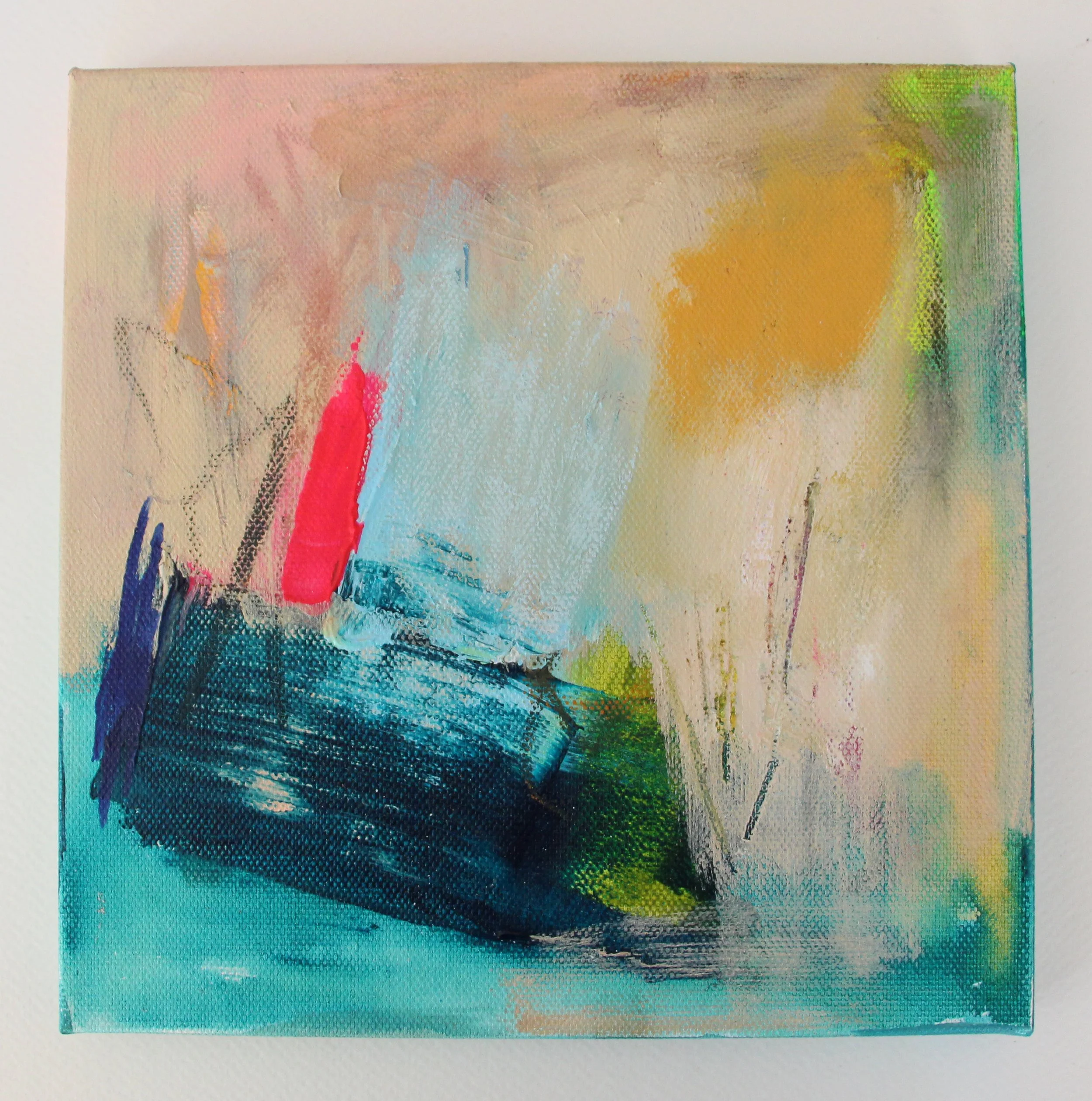 "Stop Mincing Words and Onions", 8x8 Acrylic and pastel on canvas // Amy Stone