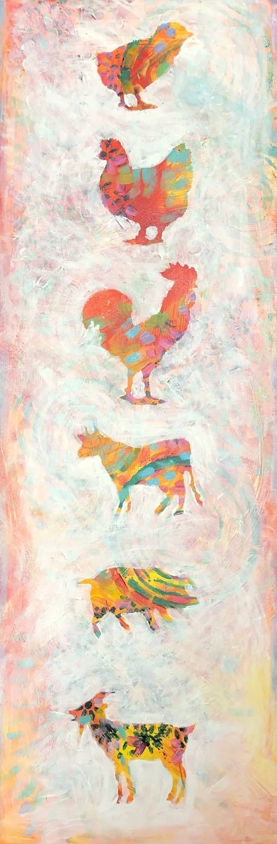 "Animal Friends 2", 11x36 Acrylic on canvas // Beth Palmer