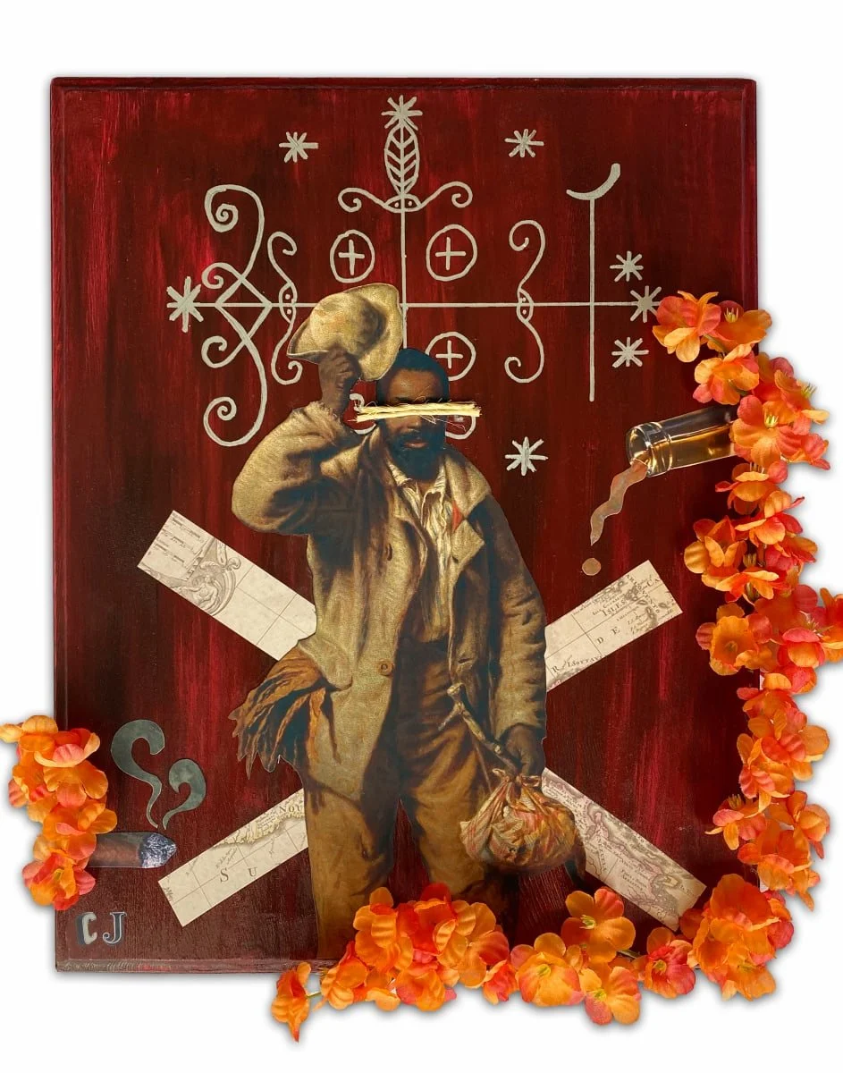 "Papa Legba, Man at the Crossroads", 11x14 Collage on Paper // CJ Murphy