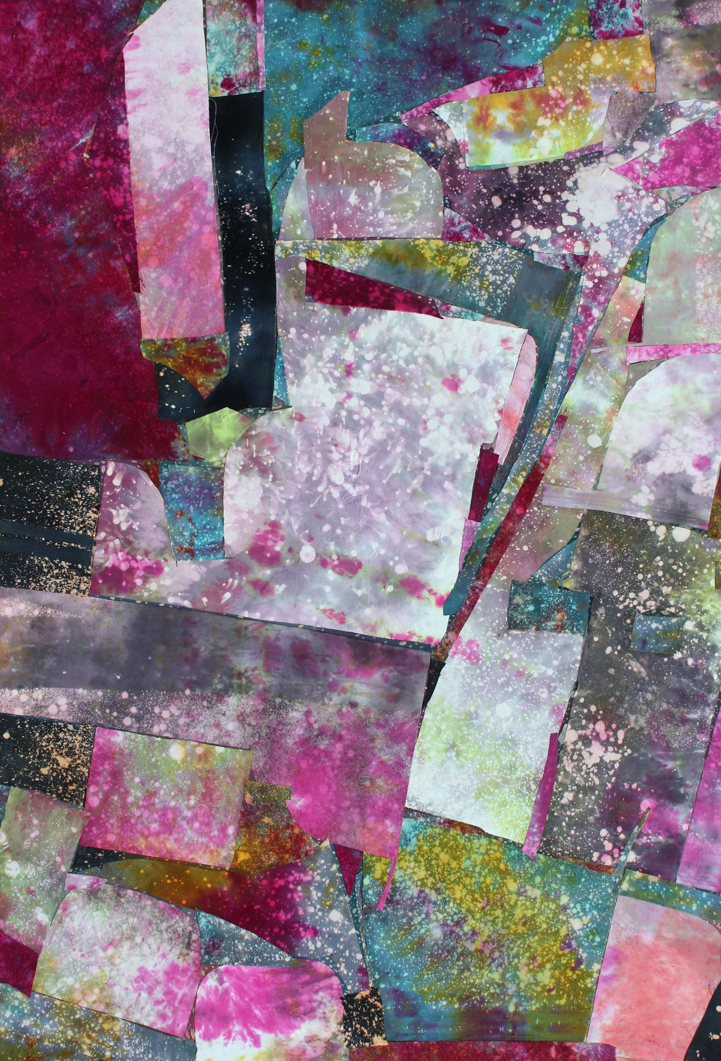 "Space Sheet Collage", 41x60 Hand-dyed fabric and oil on canvas // Annie Blazejack + Geddes Levinson