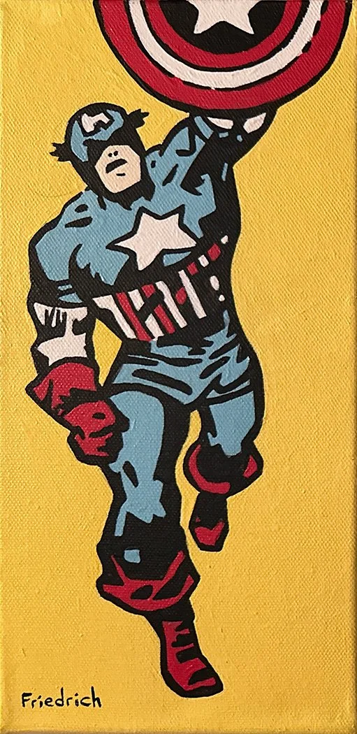 "Captain America", 6x12 Acrylic on Canvas // Paul Friedrich