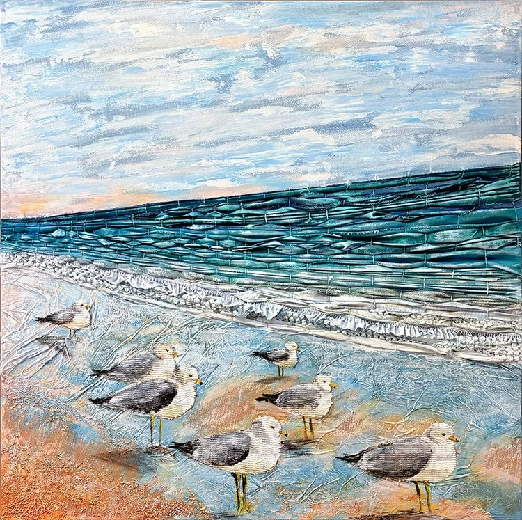 "Consensus", 36x38 Acrylic on salvaged materials // Debbie Secan