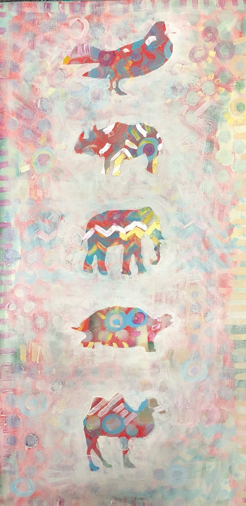 "Animal Friends 1", 16x32 Acrylic on canvas // Beth Palmer