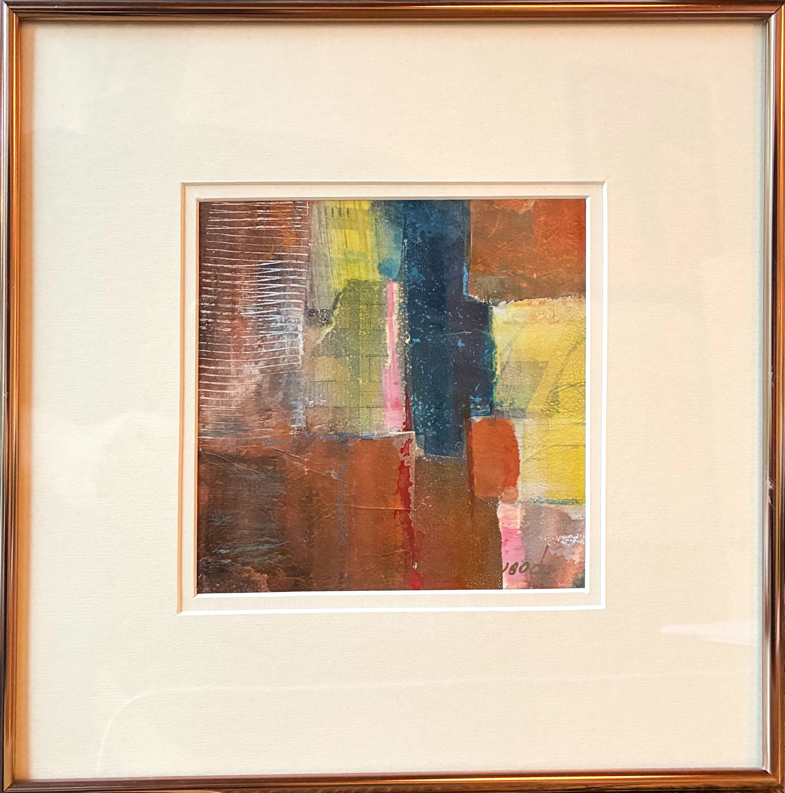 "Textured", 12x12 Acrylic and mixed media on paper, framed // Lois Underwood