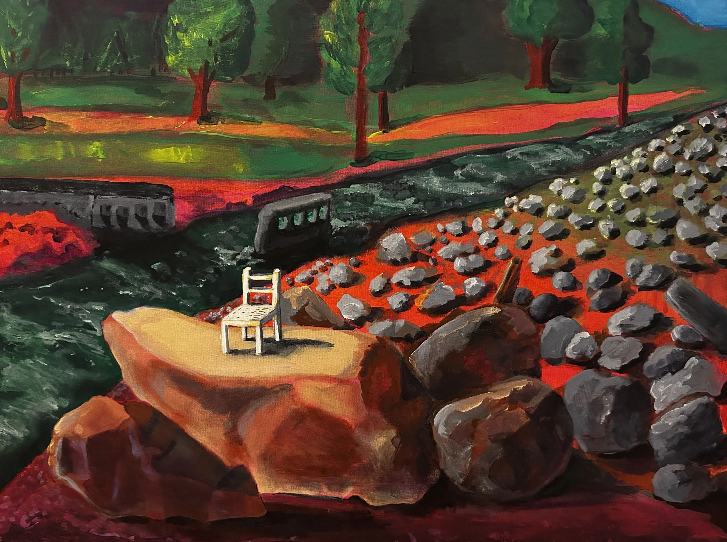 "Rainbows Begin", 40x30 Acrylic on Canvas // Be Boggs