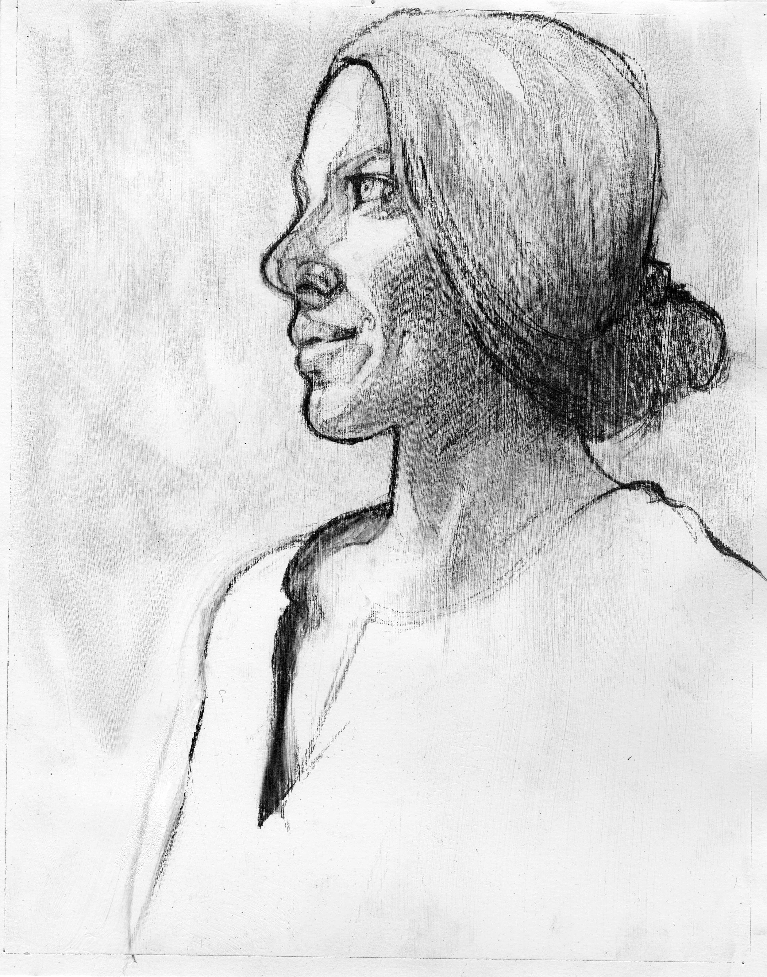 "Stephanie", 11x14 Graphite on paper, mounted on panel // Oami Powers