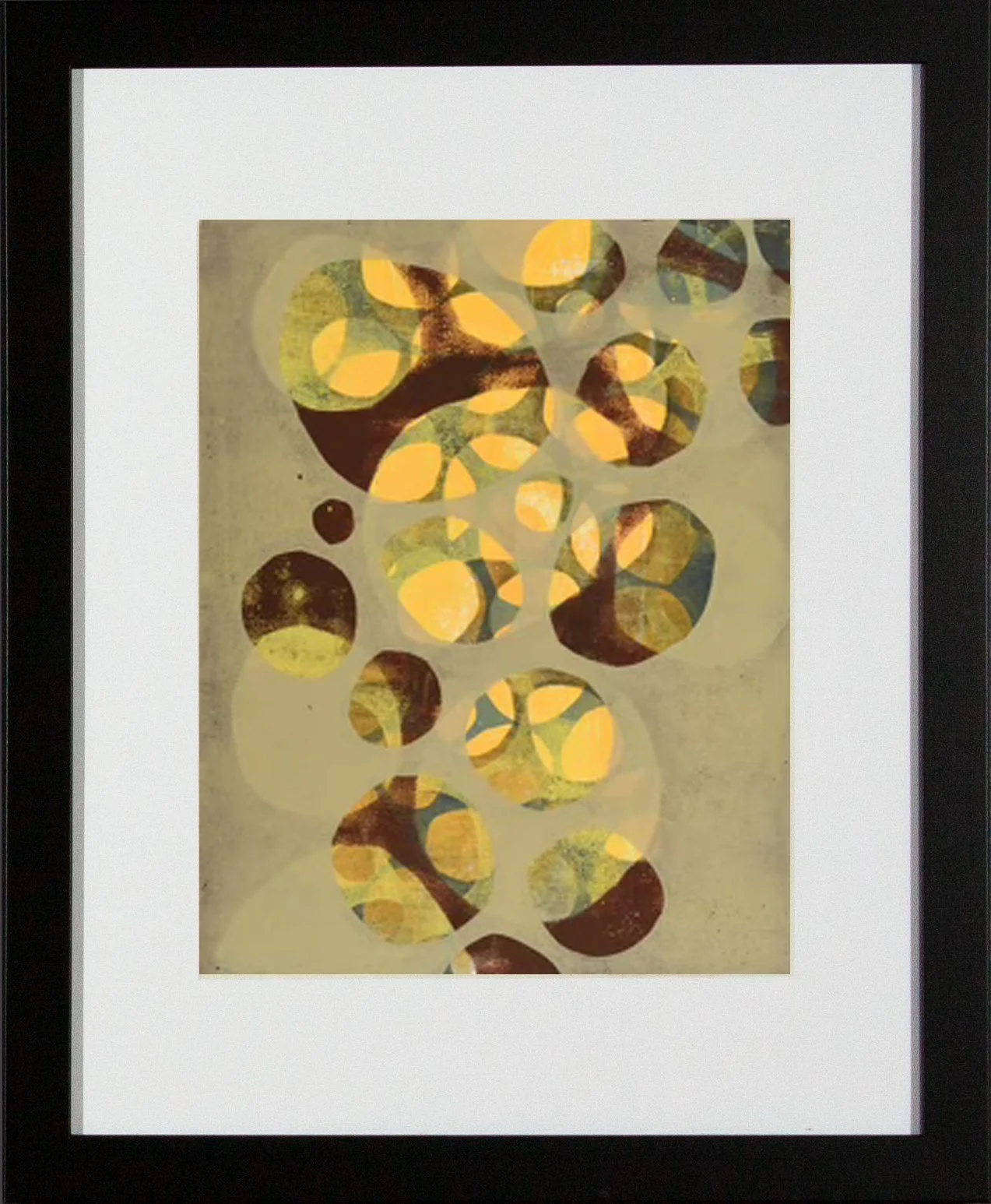 "Bonne Resolution", 18x22 (framed) Gelatin monoprint on bristol // Laurie Smithwick