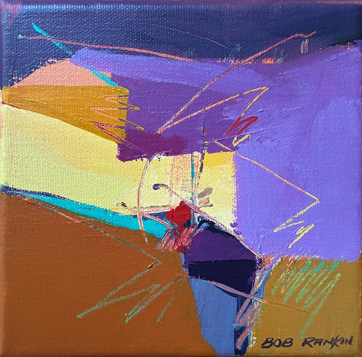 "Abstract" 6x6 Acrylic on canvas // Bob Rankin