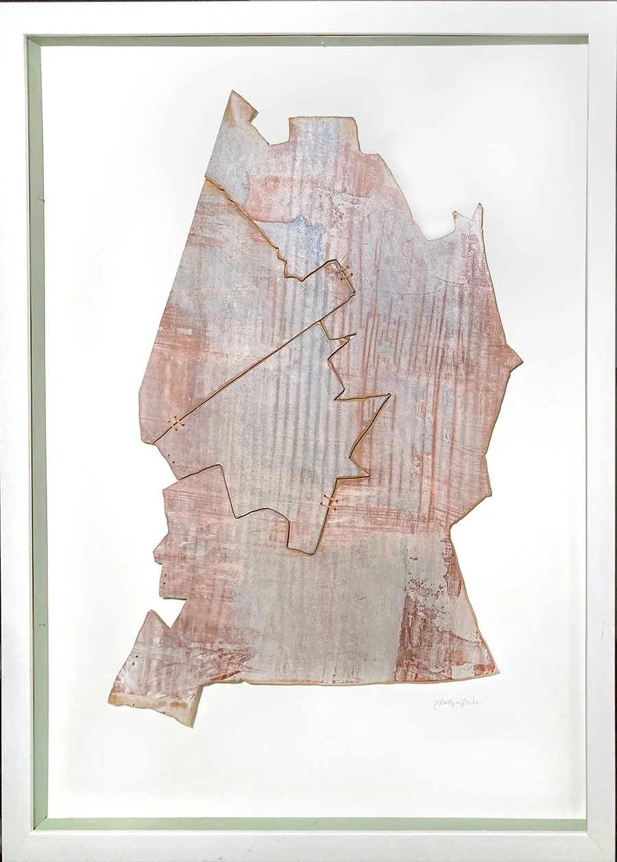 "Fence and Field", 23.5x30 Acrylic and waxed string on maple plywood // Jean Gray Mohs