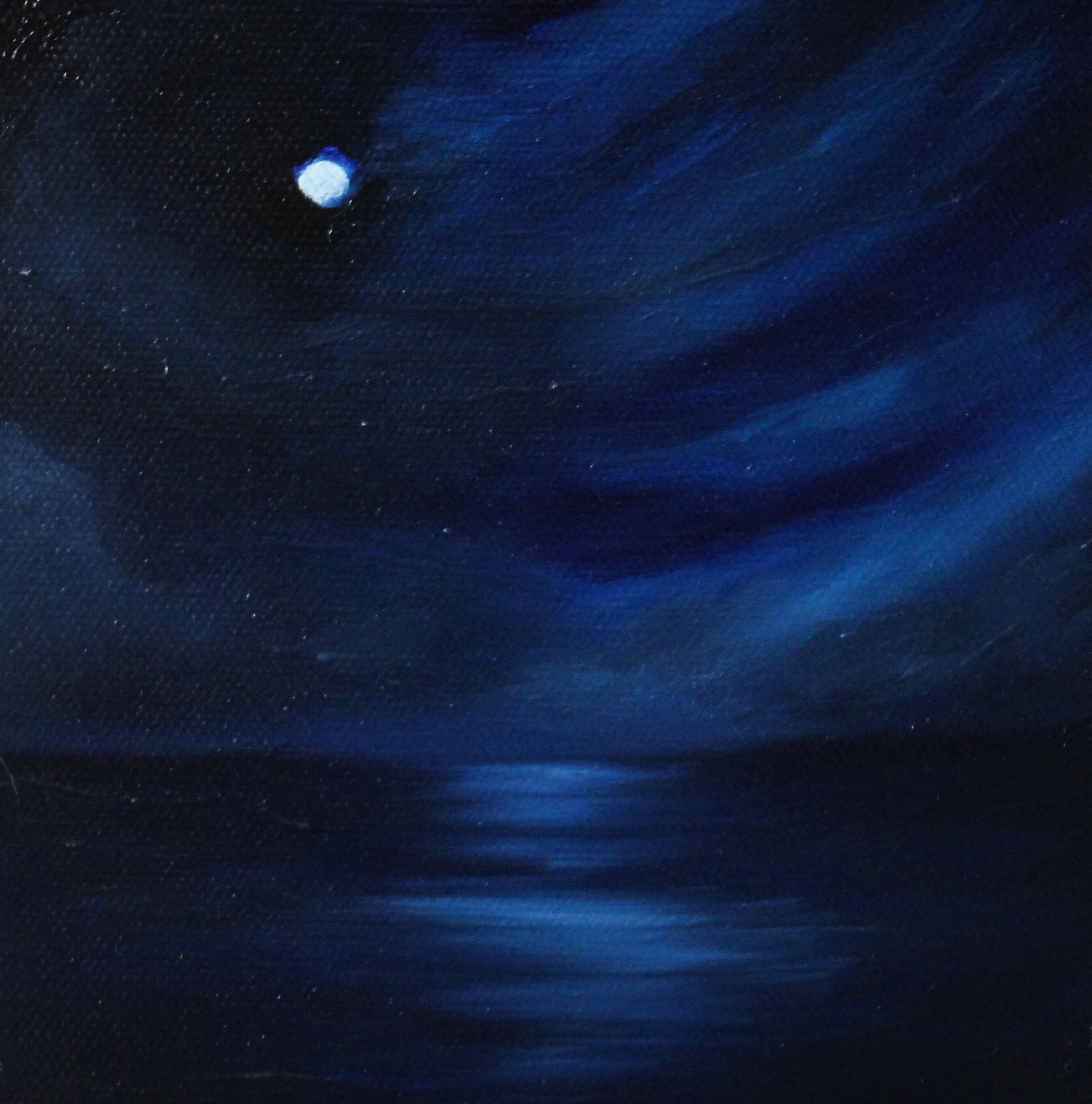 Trout's Leap in The Moonlight. Oil on Canvas. 6in x 6in. 