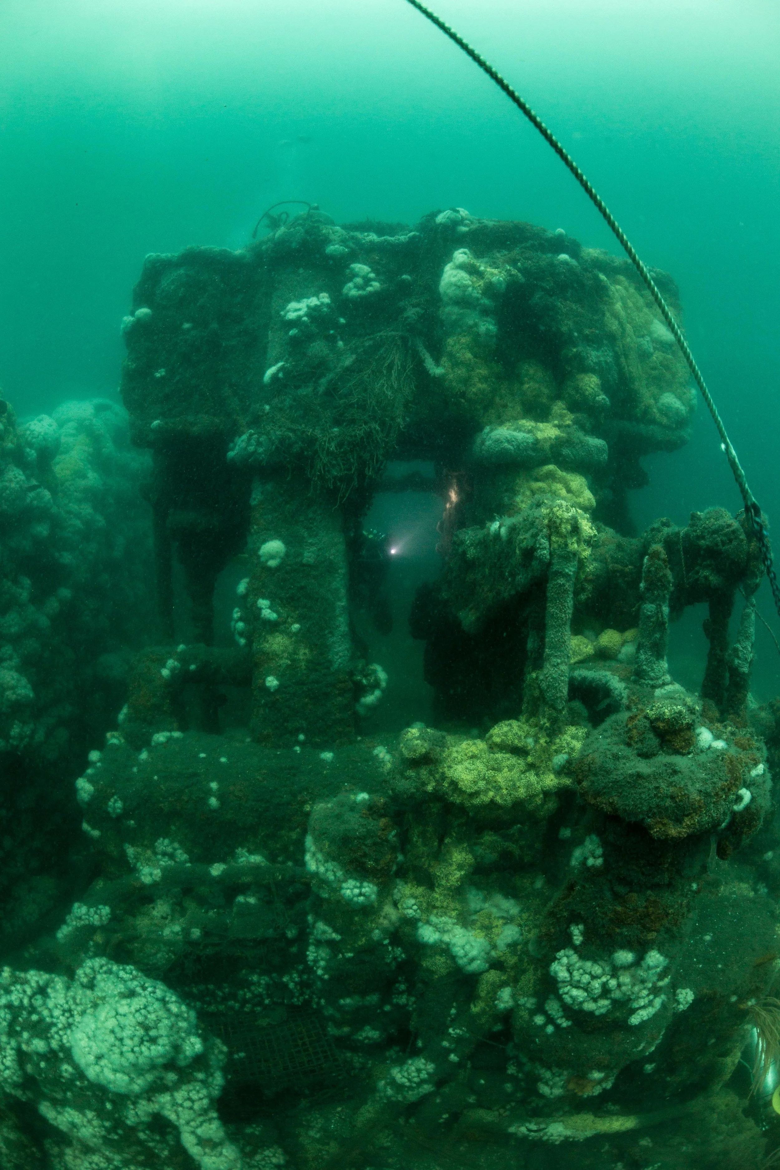 A huge engine on the Bottle Wreck wreck in Virginia. 