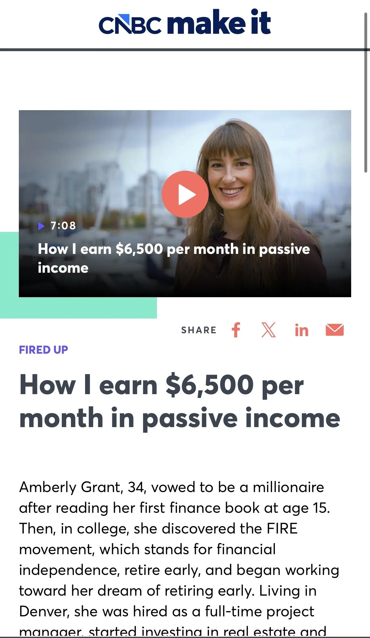 CNBC Make It - Amberly Grant FIRE RETIRE FINANCIAL INDEPENDENCE