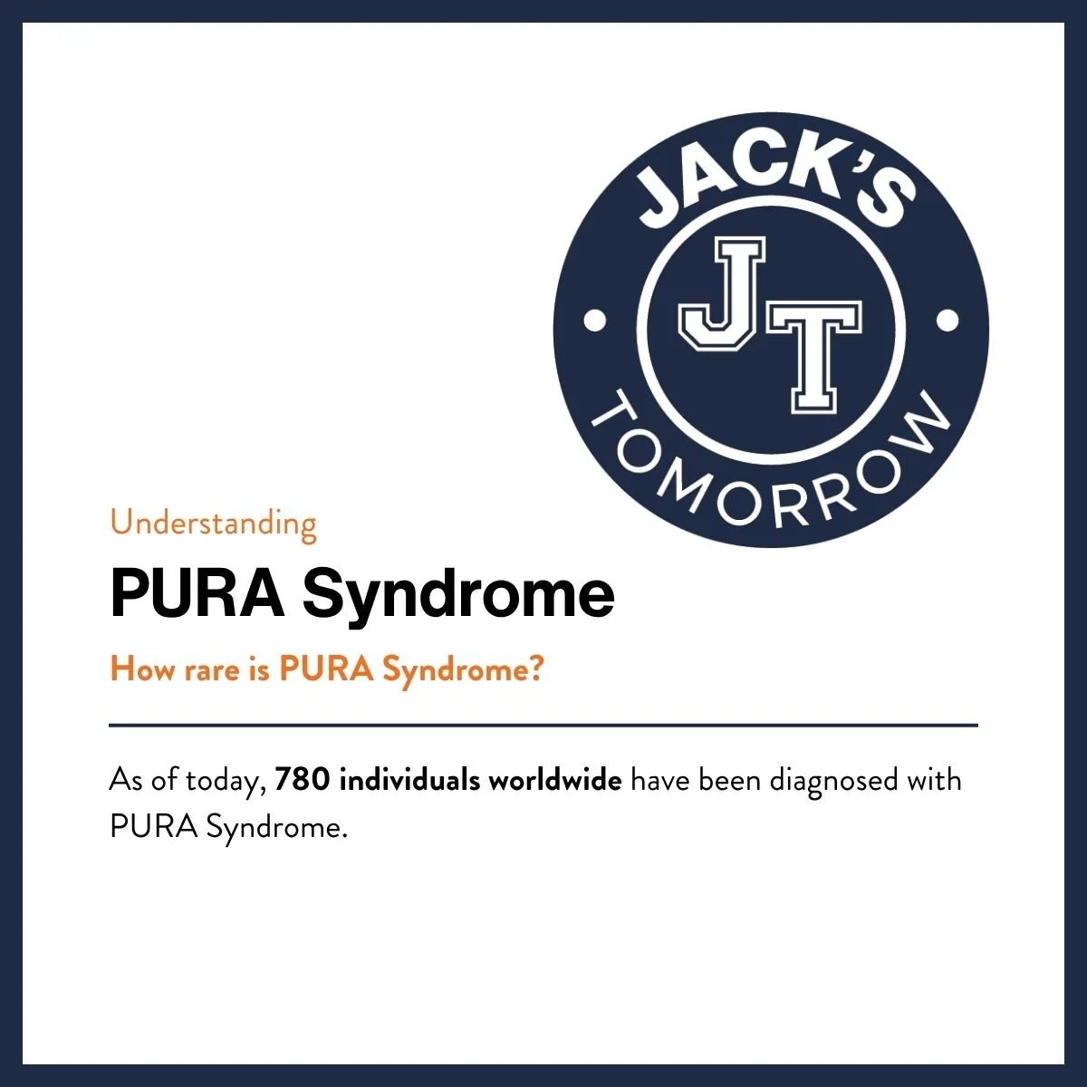 There are currently 780 patients diagnosed with PURA Syndrome in the world. A number that continues to grow as genetic testing is becoming more accessible! While it’s rare, it doesn’t mean that PURA or another rare disease won’t aff