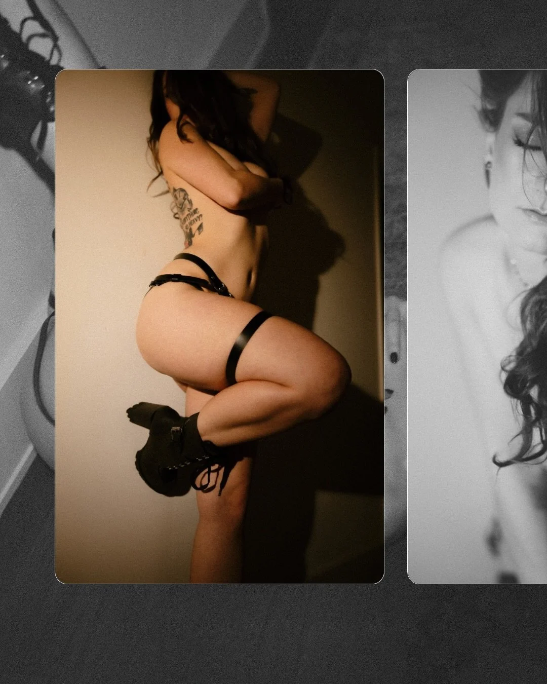 This shoot quickly became one of the most diverse and interesting sessions I&rsquo;ve ever shot! 
This beautiful client wanted to explore her feminine side with pearls and lace, celebrate herself as art with bodyscape imagery, enjoy her power with gl