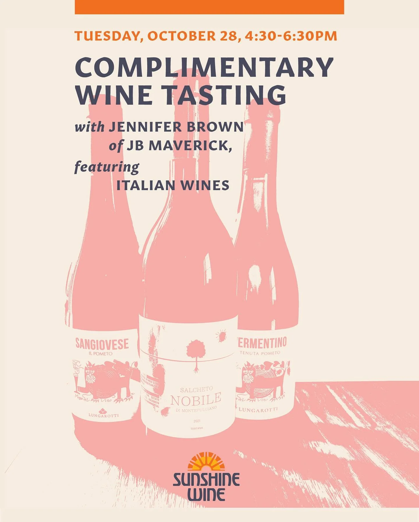 Join us Tuesday October 28th from 4:30-6:30 for a complimentary wine tasting with Jennifer Brown of JB Maverick, featuring Italian wines!
#TucsonWineBar #DrinkLocalTucson #SupportLocalAZ #TucsonEatsAndDrinks #AZWineScene #TucsonArtAndWine #LocalVibe