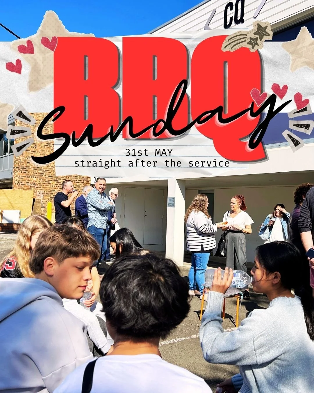 This Sunday the 31st May its 'BBQ SUNDAY'! After the service we will be firing up the BBQ, putting a few snags on, some corn, some skewers &amp; lots of lovely people. Come &amp; join us.