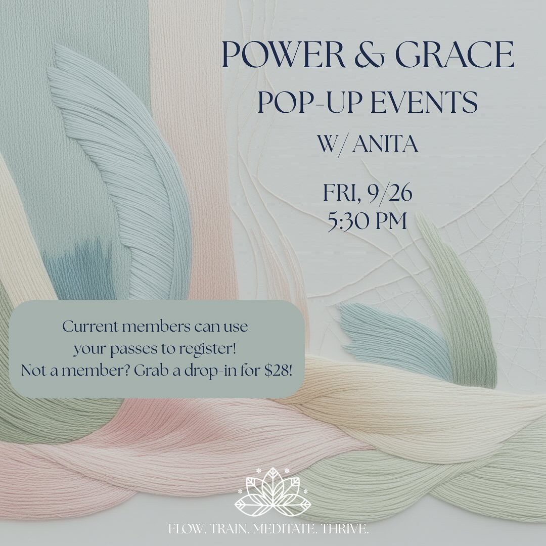 ✨ Power &amp; Grace Pop-Up ✨

Where strength meets softness. 💫
Join us for a special class that begins with a fiery, breath-driven vinyasa flow to awaken your body and mind&mdash;then melts into grounding restorative poses to calm your nervous syste