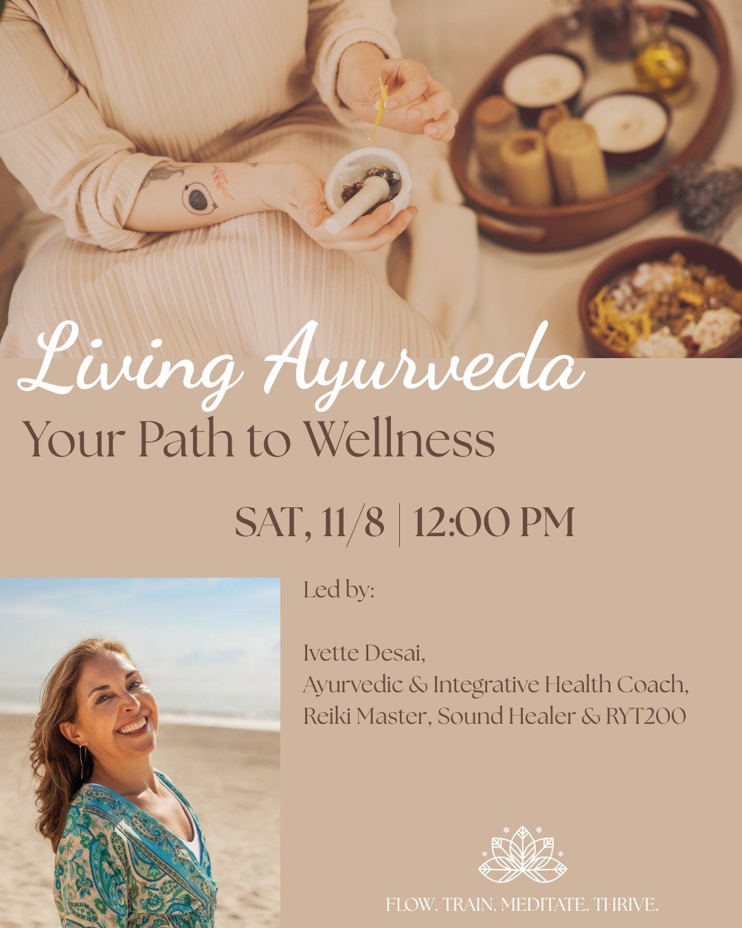 ✨ Ayurveda + Yoga Workshop with Ivette ✨
Saturday, November 8th at 12:00 PM
Investment: $55

Feeling out of balance lately? Your body might be trying to tell you something&hellip;

Discover the ancient sister science of yoga and learn simple ways to 