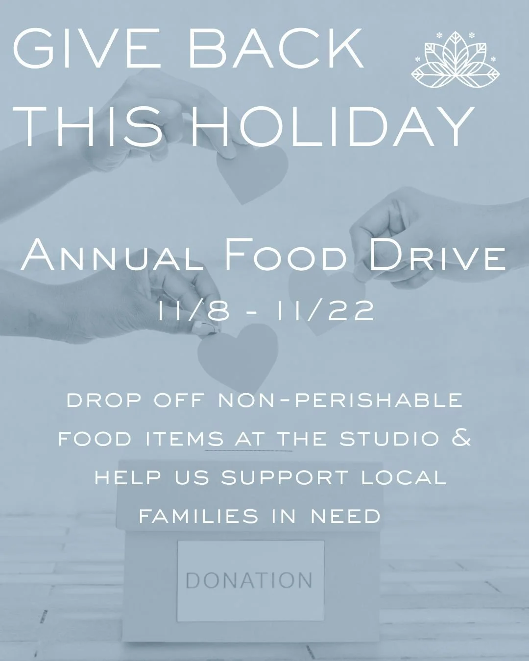 Thrive's Annual Food Drive Starts Tomorrow!

From Nov 8&ndash;22, we&rsquo;re coming together to support our community to make this holiday season a little brighter - one can (or box!) at a time. Every donation brings hope, nourishment, and love to t