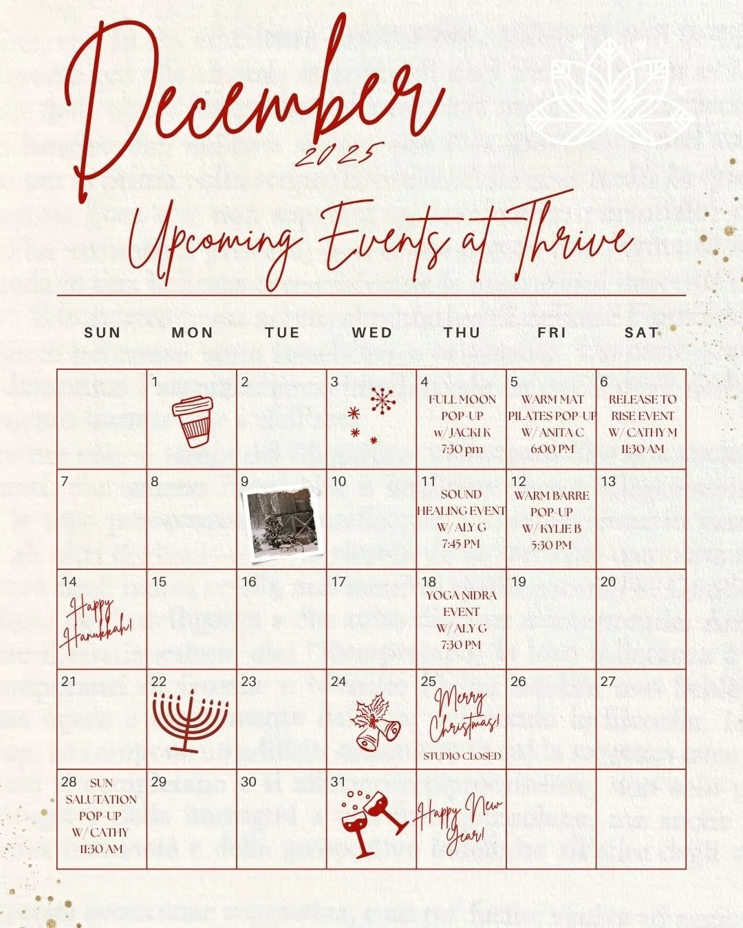 As we wrap up 2025 and step toward a brighter, more intentional 2026, December at Thrive is all about connection, reflection, and feeling supported through the season. 

As we close out this year, we&rsquo;re grateful for every moment shared on the m