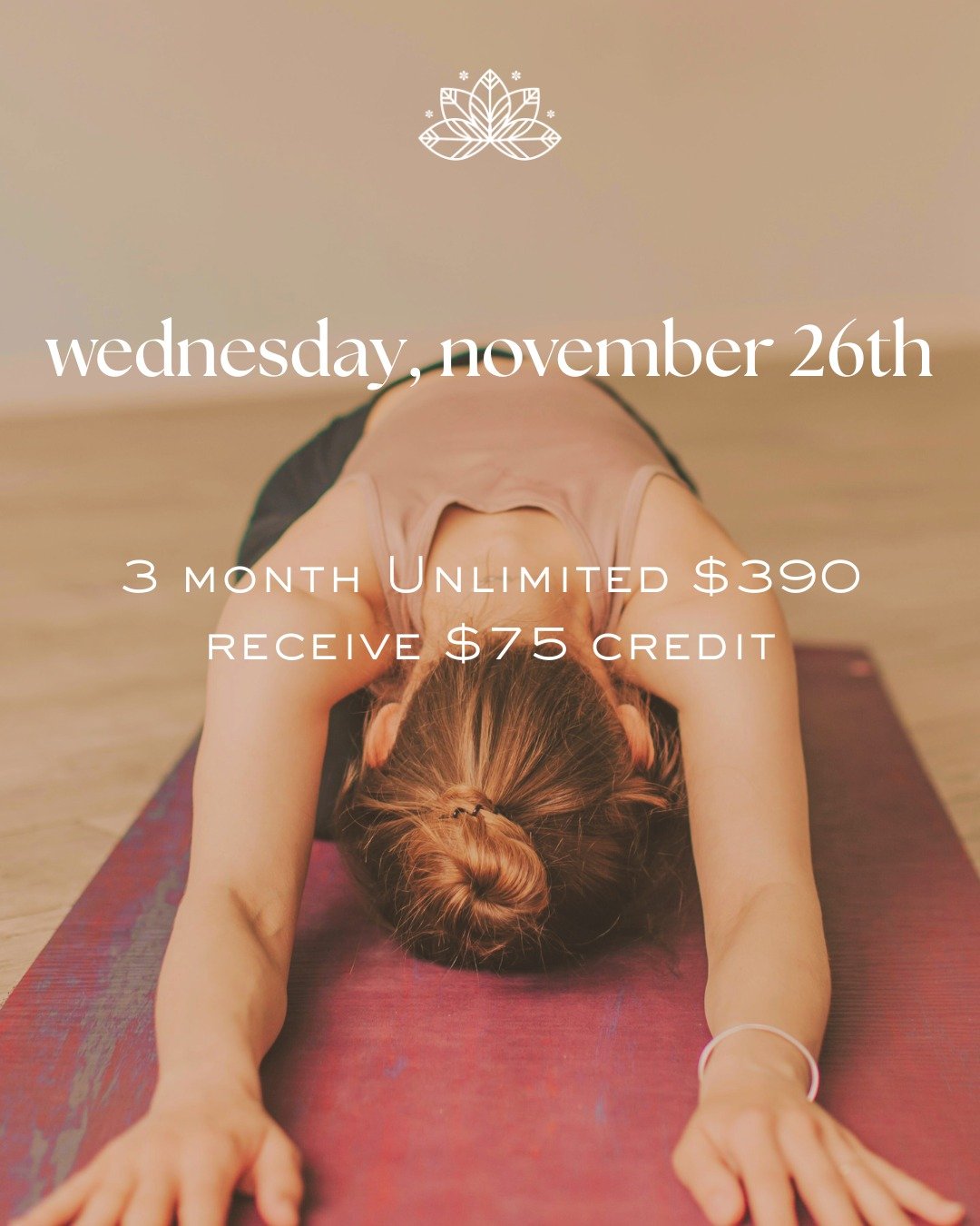 Day 1 of our Thanksgiving Sale is HERE!

Our Thanksgiving Sale just dropped its first surprise and we&rsquo;re starting off BIG&hellip;

Purchase a 3-Month Unlimited + get a $75 Studio Credit | Just follow the link in our bio!

Practice all winter lo