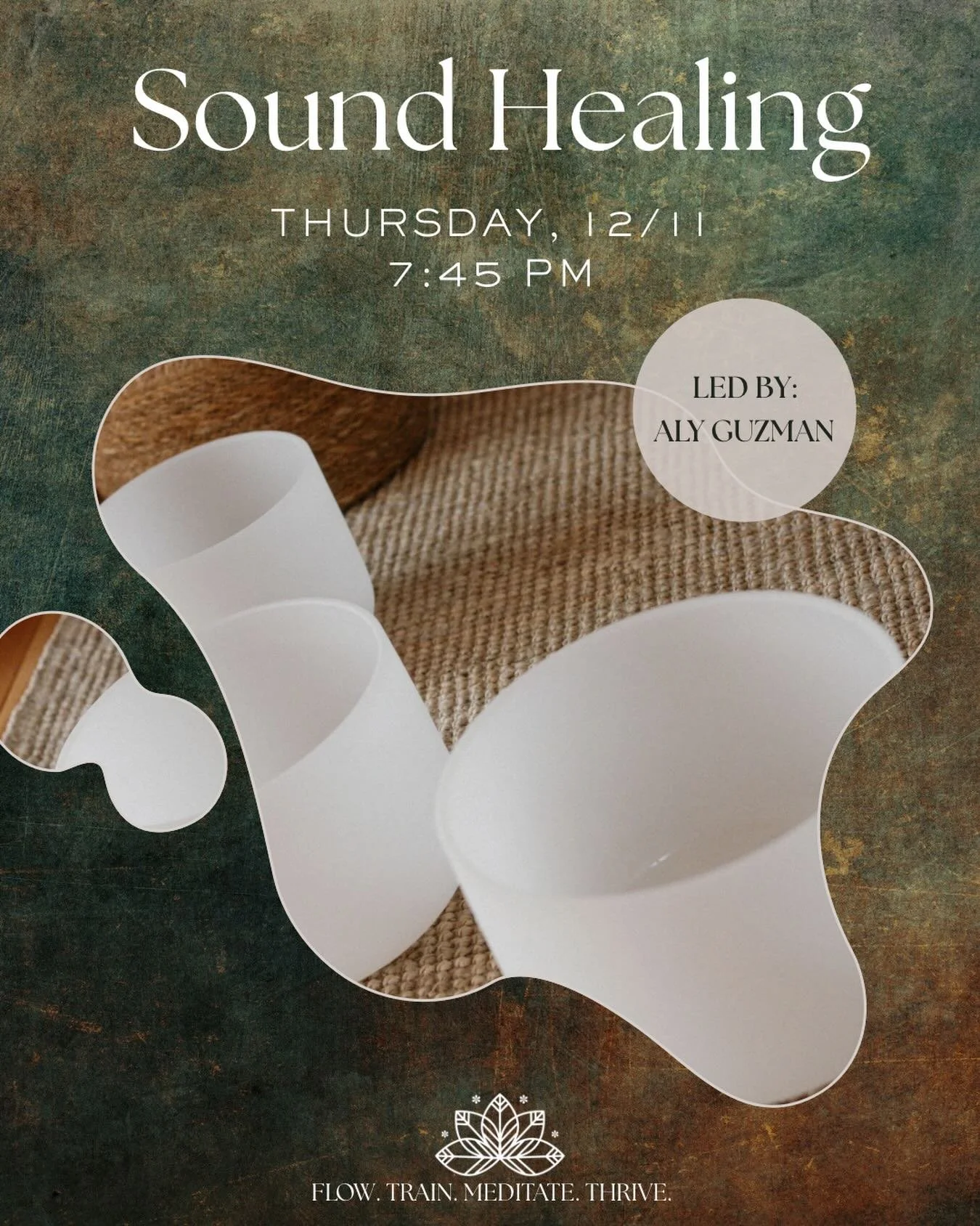 ✨ Sound Healing with Aly ✨⁣
⁣
Unwind, release, and let the vibrations restore your mind and body.⁣
⁣
Thursday, December 11⁣
7:45 PM⁣
$35 per person⁣
⁣
Spaces are limited! Reserve your spot now under the Events tab on our website (link in bio) or call