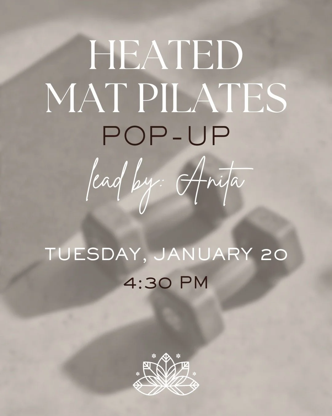 Join us Monday, 1/20 at 4:30 PM for a special Heated Mat Pilates pop-up led by Anita ✨

This class blends intentional, low-impact Pilates movements with the added warmth of a heated room to help you connect deeply to your core, improve stability, and