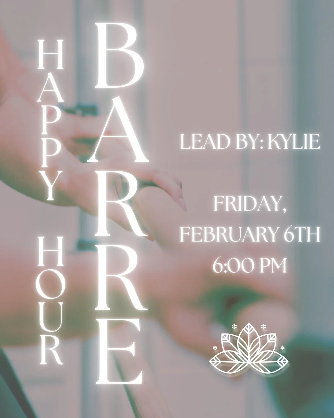 ✨ Happy Hour Barre with Kylie ✨

Clock out, shake it out, and meet us at the barre!

Join Kylie for a Happy Hour Barre Pop-Up on Friday, February 6th at 6:00 PM &mdash; the perfect way to kick off your weekend.

Expect a fun, energizing barre class t