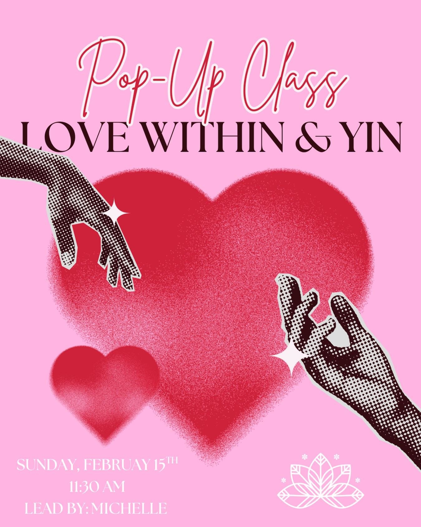 Tomorrow at 11:15 AM 💗

Only a few spots left for Michelle&rsquo;s Love Within &amp; Yin pop-up.

A slow, grounding practice to soften, release, and reconnect. Expect long-held yin postures, deep breaths, and space to turn inward and cultivate compa