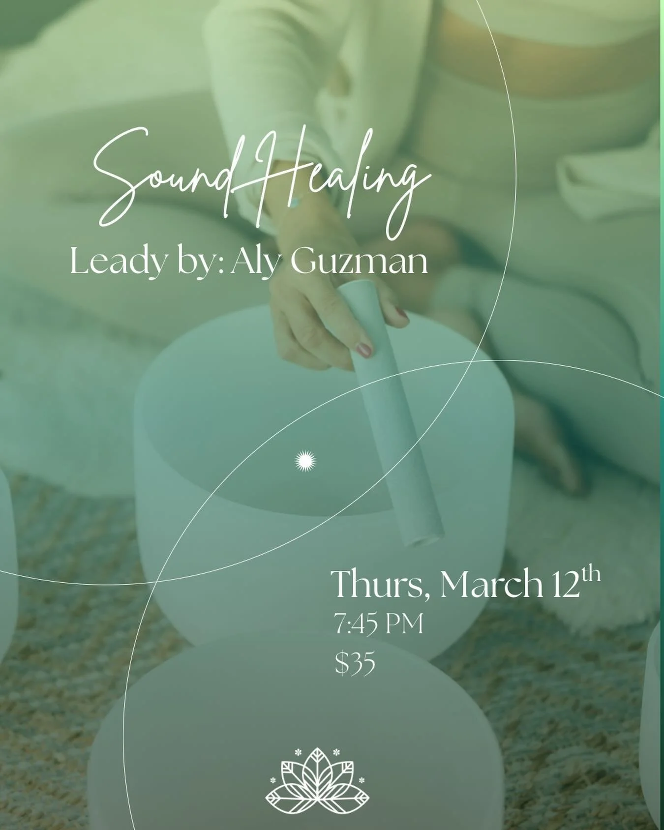 Sound Healing with Aly⁣
Thursday, 3/12⁣
7:45 pm⁣
⁣
Take a pause, soften your breath, and let the vibrations do the work. Join Aly for a deeply restorative Sound Healing experience designed to calm your nervous system, release tension, and bring you b