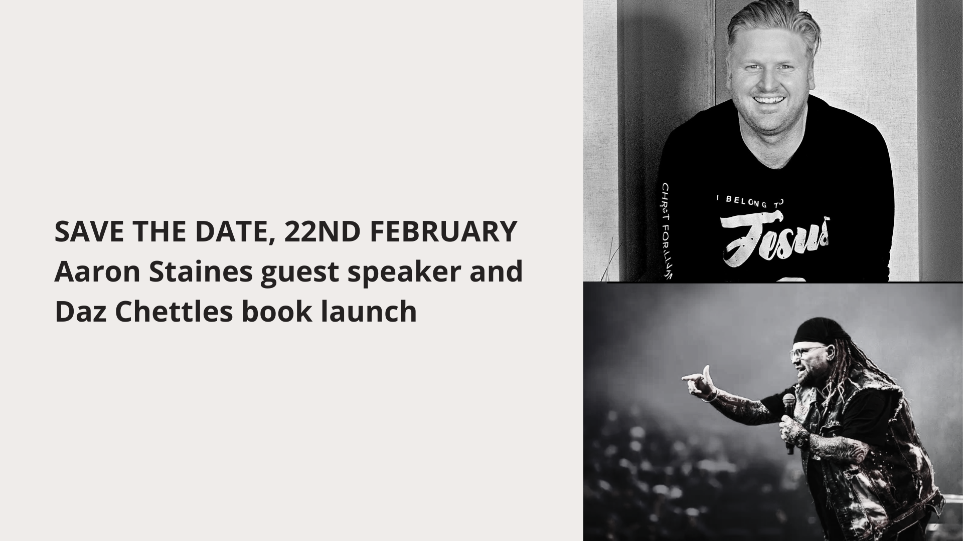 Aaron Staines  Preaching and Daz Chettle's Book Launch