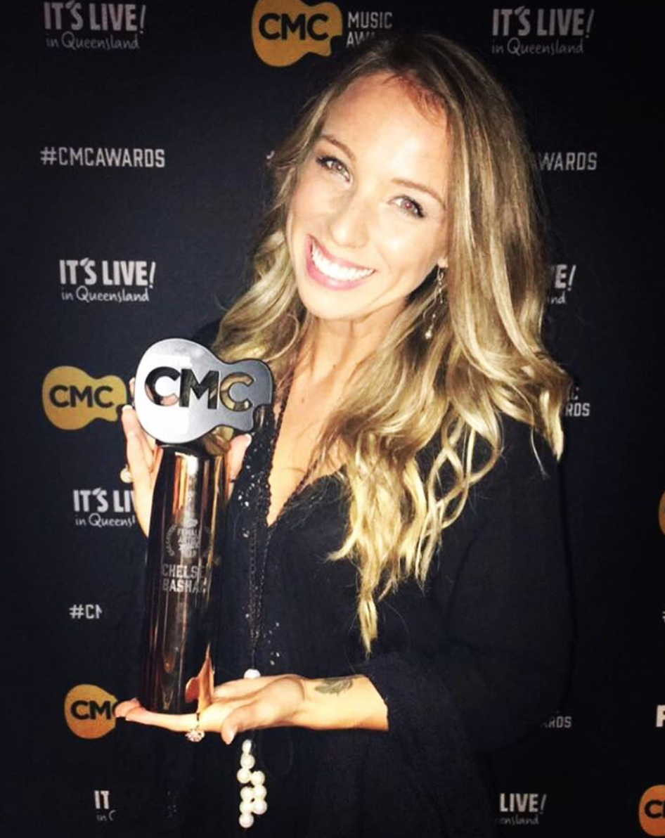 Singer Chelsea Basham receives CMC Female Artist of the Year in Australia. Styled by Haili Pue 