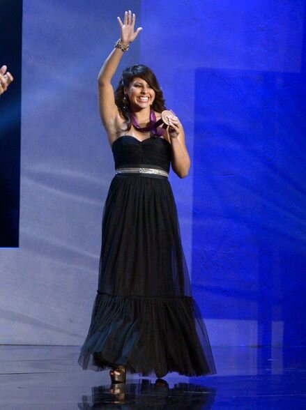 Olympic and Pro Boxer Marlen Esparza styled for the ALMA Awards red carpet hosted by Eva Longoria, styled by Haili Pue 