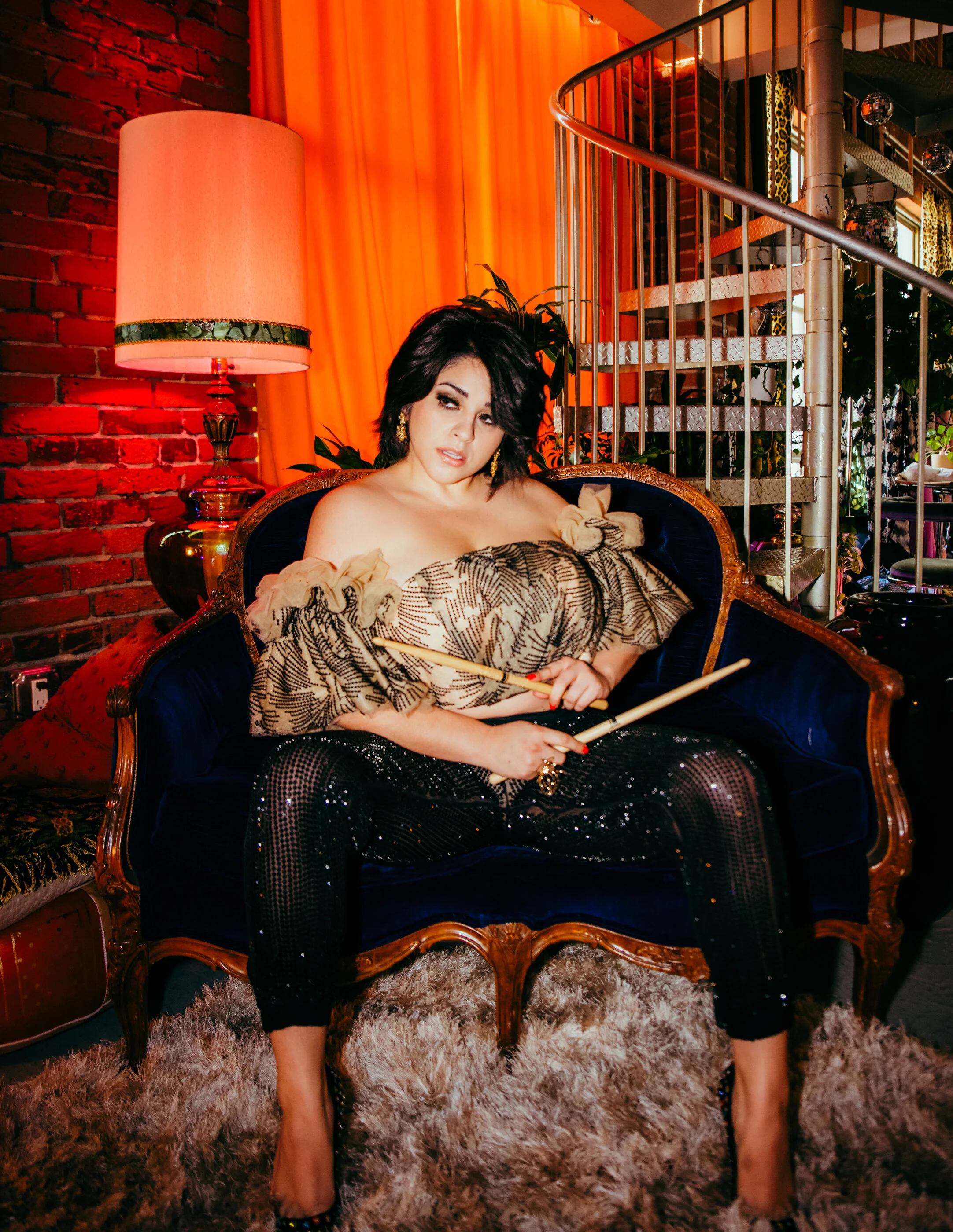 Noemi Gonzalez, starring as Suzette Quintanilla in the Netflix Series Selena styled for editorial in issue 10 of Rival Magazine, styled by Haili Pue 